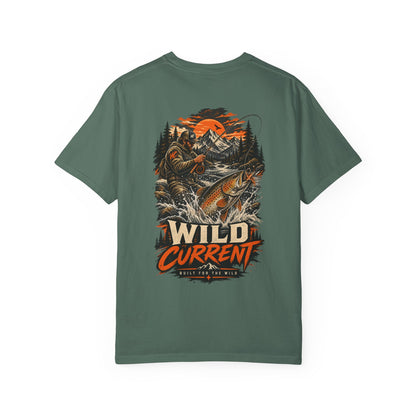 Fishing T-Shirt — "Wild Current" Trout Graphic Outdoor Tee