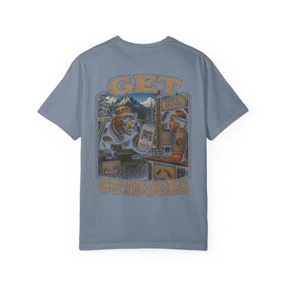 Get Outdoors T-Shirt — Vintage Ranger Station Bear Poster