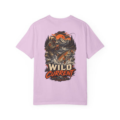 Fishing T-Shirt — "Wild Current" Trout Graphic Outdoor Tee