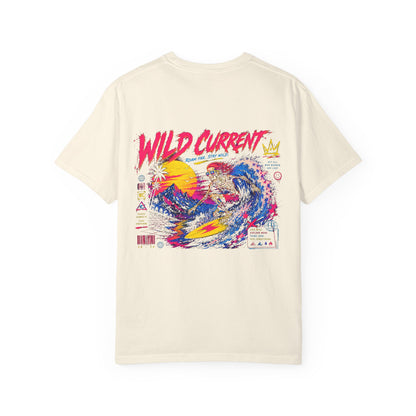 Wild Current Surf Wave T-Shirt — Retro Sunset Graphic Tee