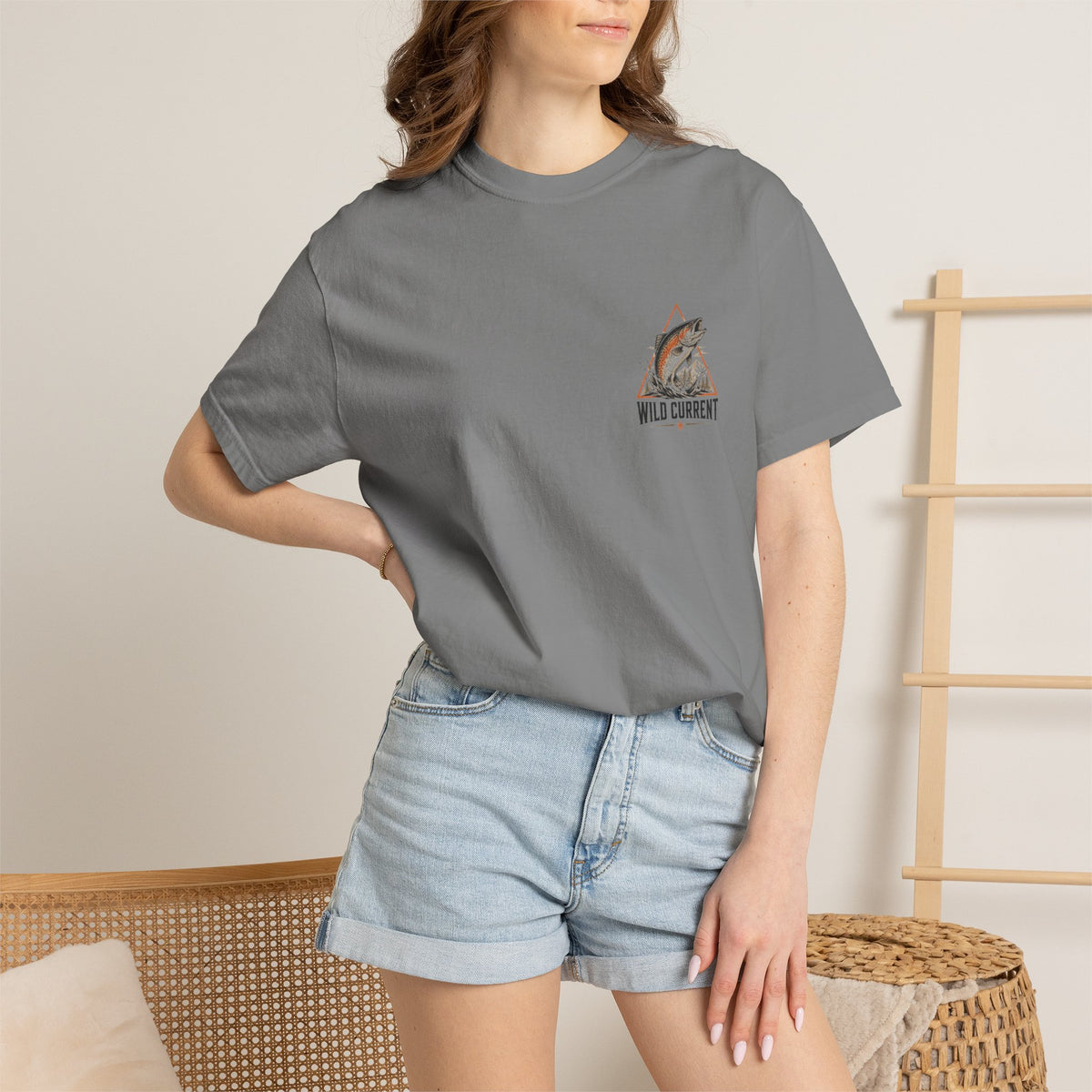 Fishing T-Shirt — "Wild Current" Trout Graphic Outdoor Tee