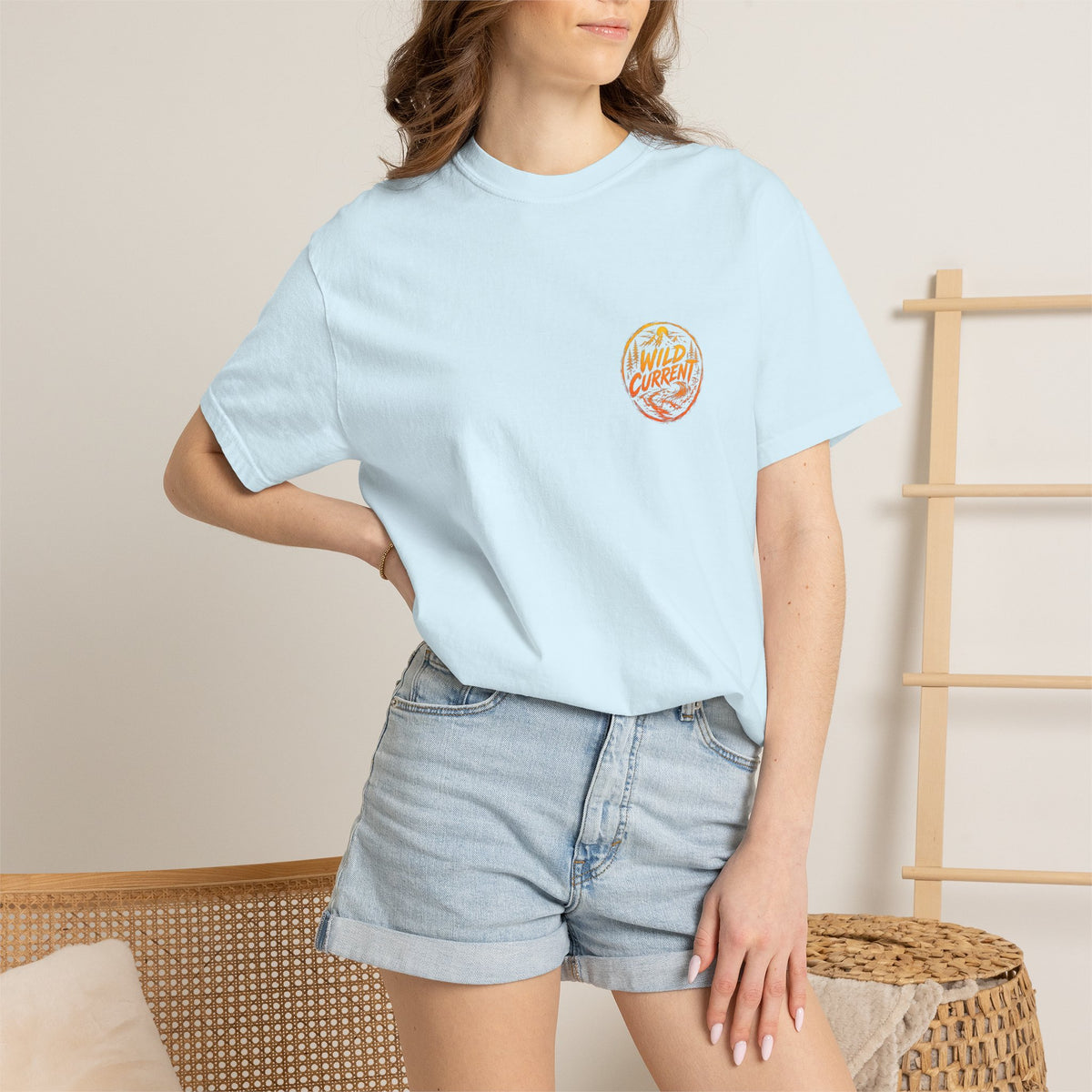 Wild Current Graphic T-Shirt — Retro Mountain Sunset Tee