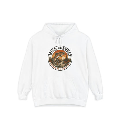 Wild Current Hoodie — Vintage Salmon Fishing Graphic