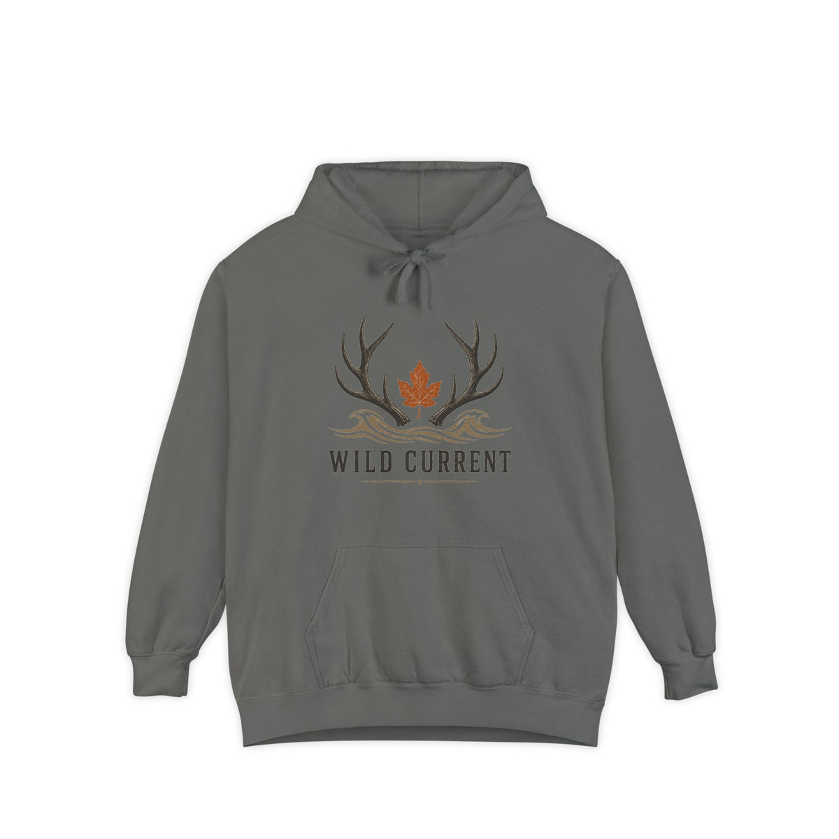 Wild Current Antler Hoodie — Rustic Maple Leaf Outdoor Sweatshirt