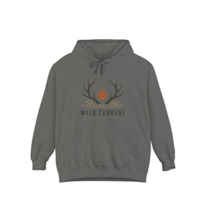 Wild Current Antler Hoodie — Rustic Maple Leaf Outdoor Sweatshirt