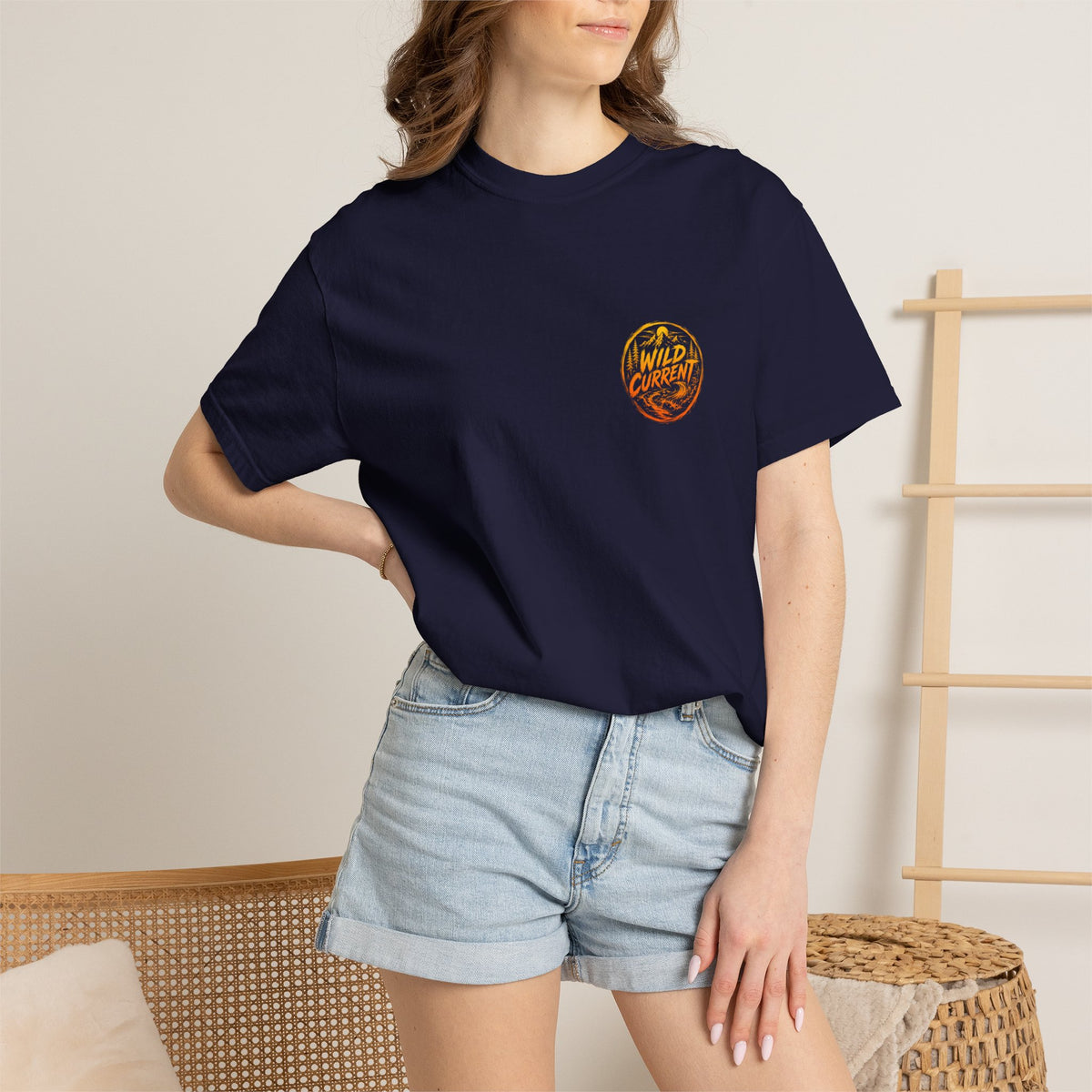 Wild Current Graphic T-Shirt — Retro Mountain Sunset Tee