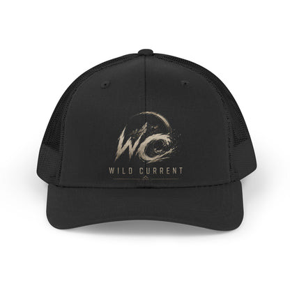 Wild Current Trucker Hat — Retro Distressed 'WC' Logo Mesh Cap