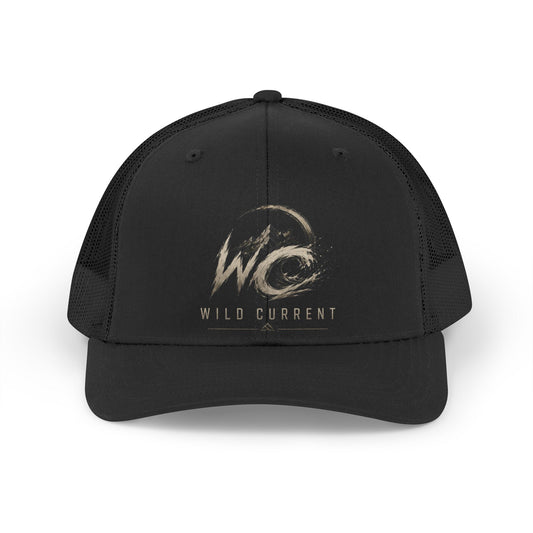 Wild Current Trucker Hat — Retro Distressed 'WC' Logo Mesh Cap