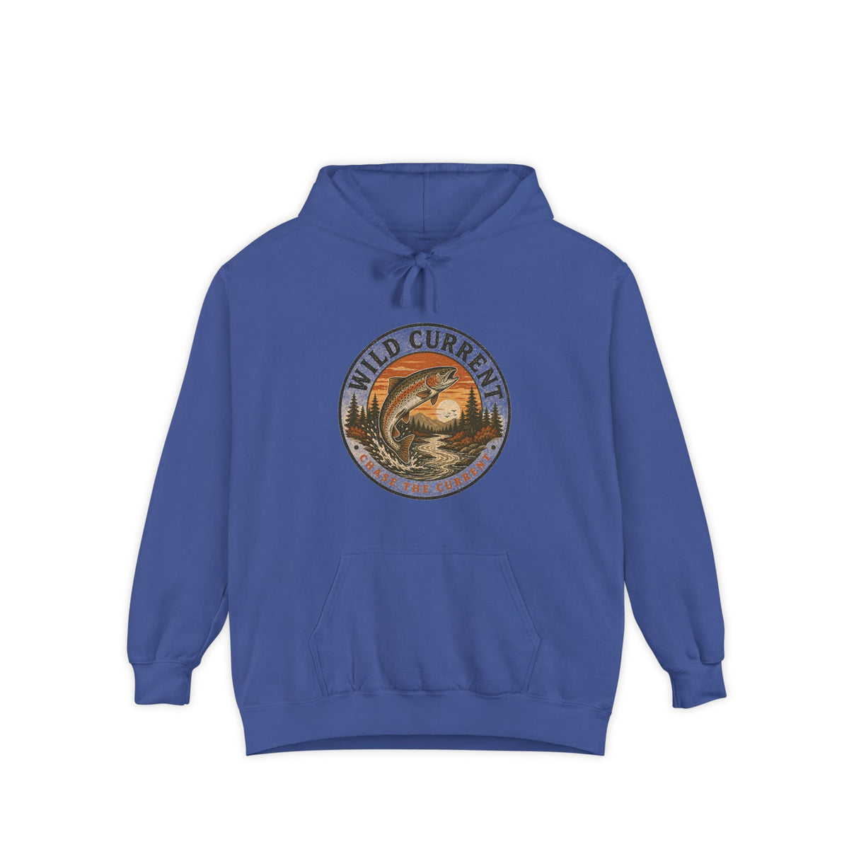 Wild Current Hoodie — Vintage Salmon Fishing Graphic