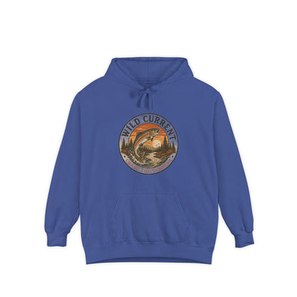 Wild Current Hoodie — Vintage Salmon Fishing Graphic
