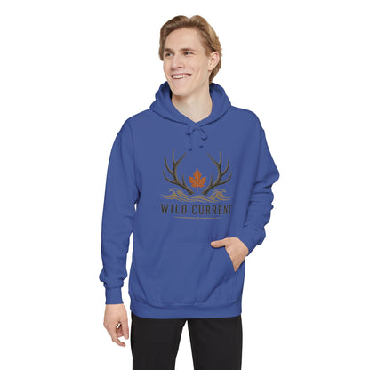 Wild Current Antler Hoodie — Rustic Maple Leaf Outdoor Sweatshirt