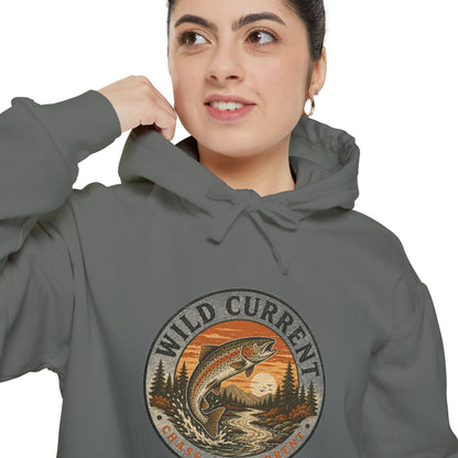 Wild Current Hoodie — Vintage Salmon Fishing Graphic