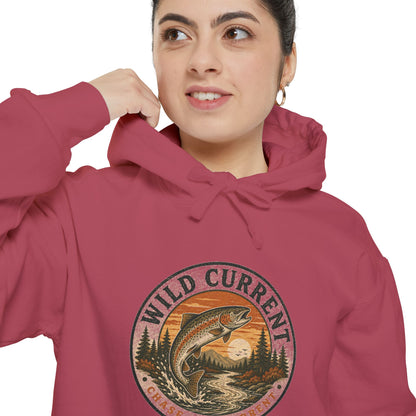 Wild Current Hoodie — Vintage Salmon Fishing Graphic