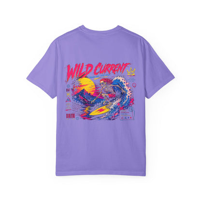 Wild Current Surf Wave T-Shirt — Retro Sunset Graphic Tee